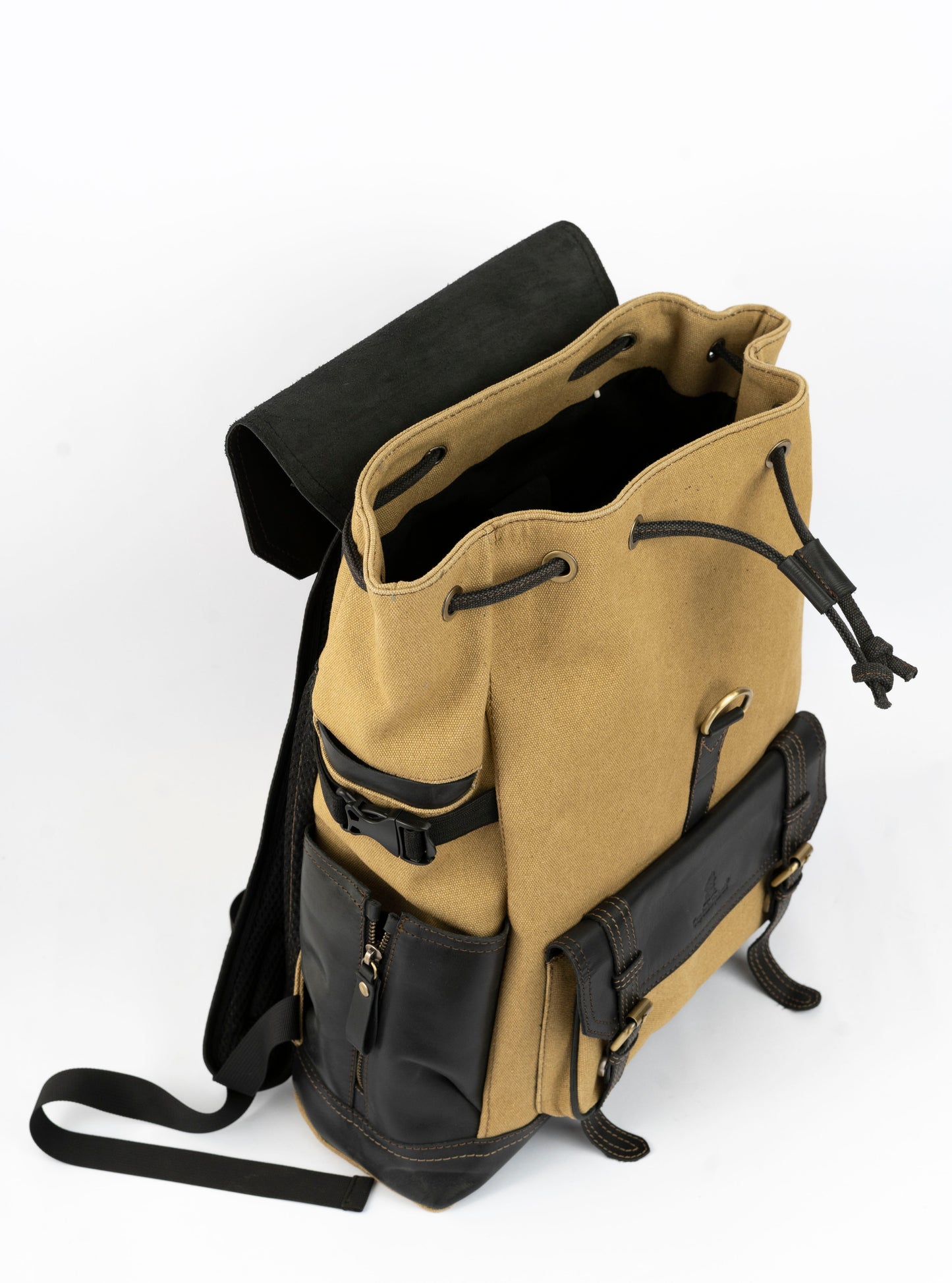 Captain Rabeh hook Backpack ''100% Cotton canvas & Cow leather''- Tan