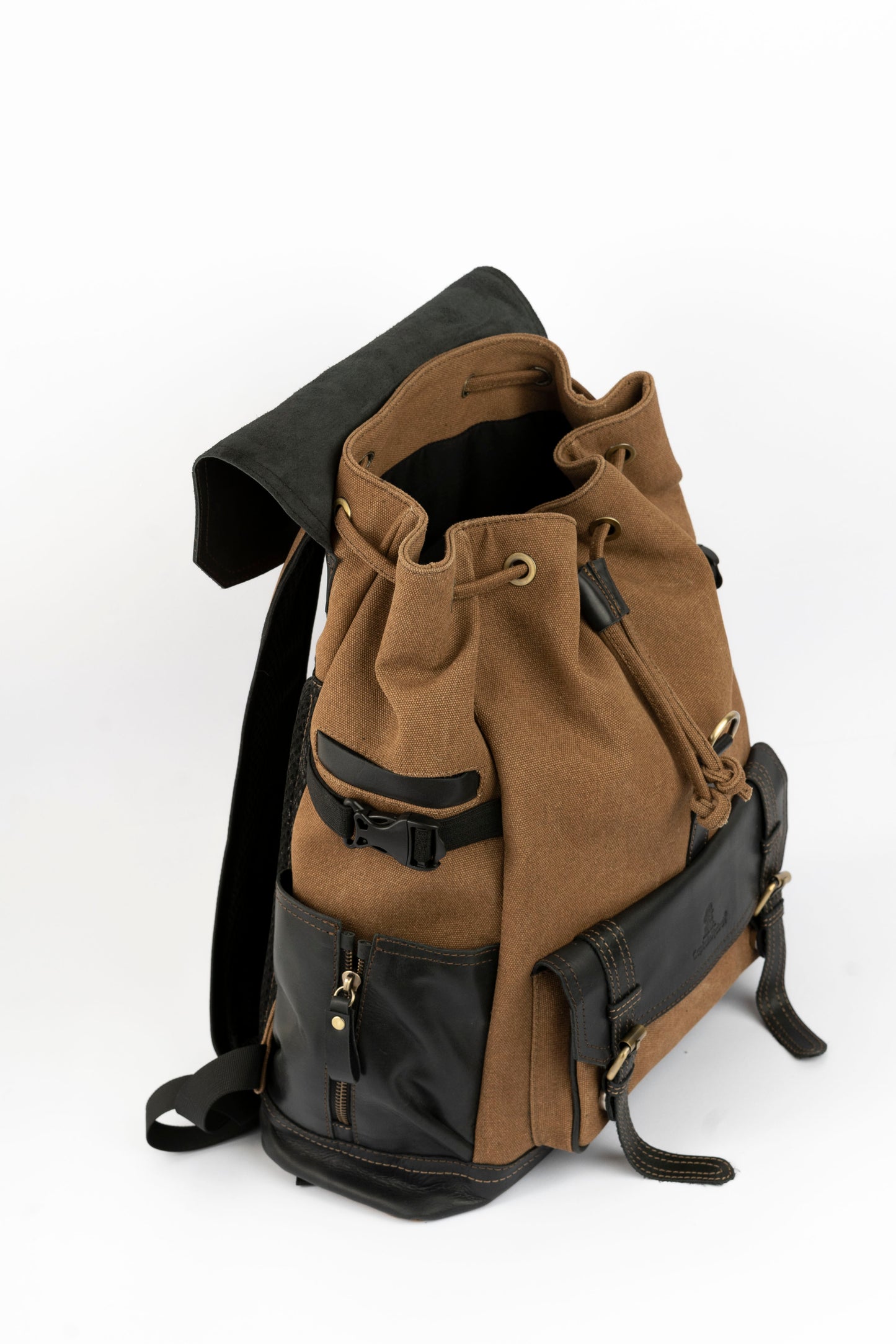 Captain Rabeh hook Backpack ''100% Cotton canvas & Cow leather''- Army Black