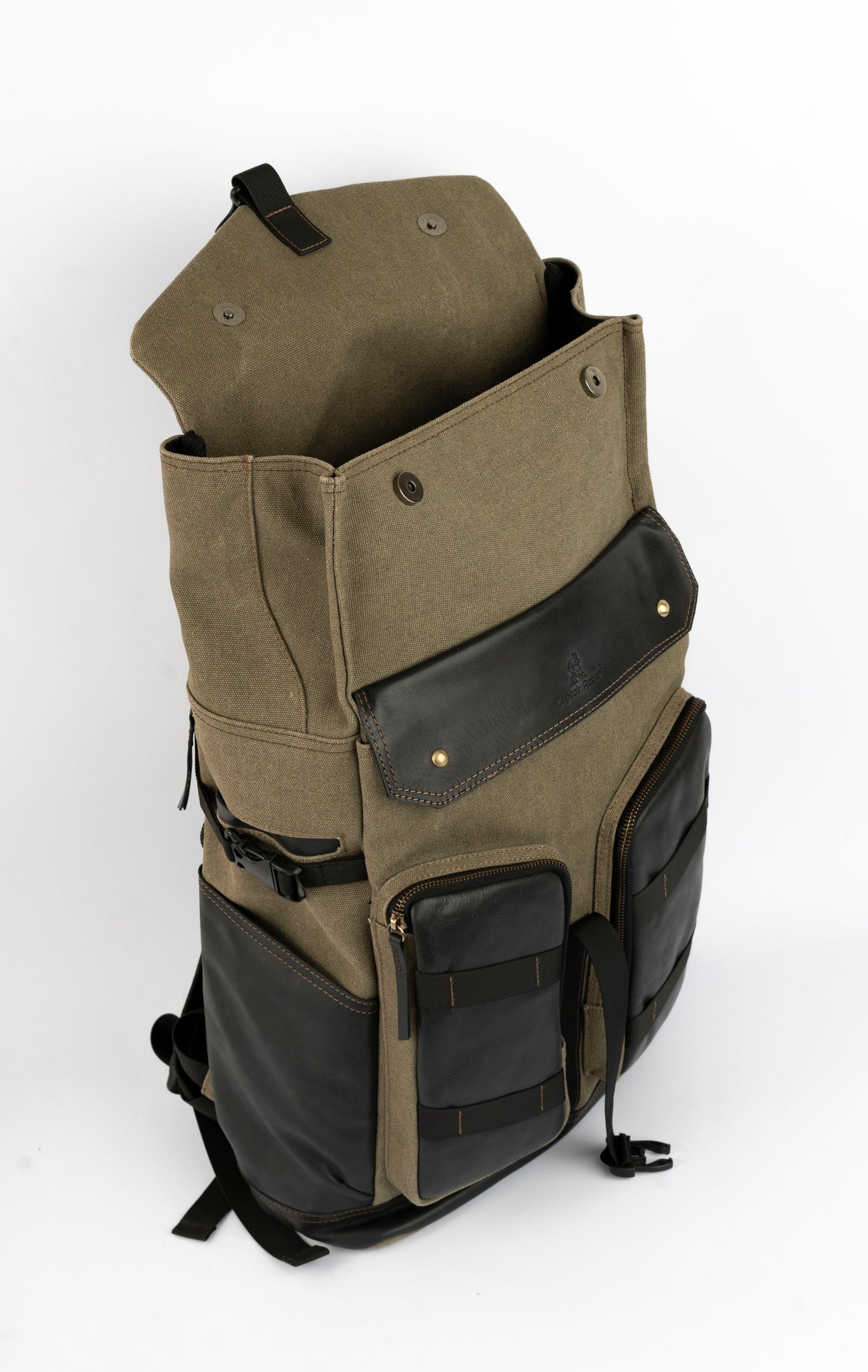Captain Rabeh Waxed Canvas Travel Backpack - Army Black