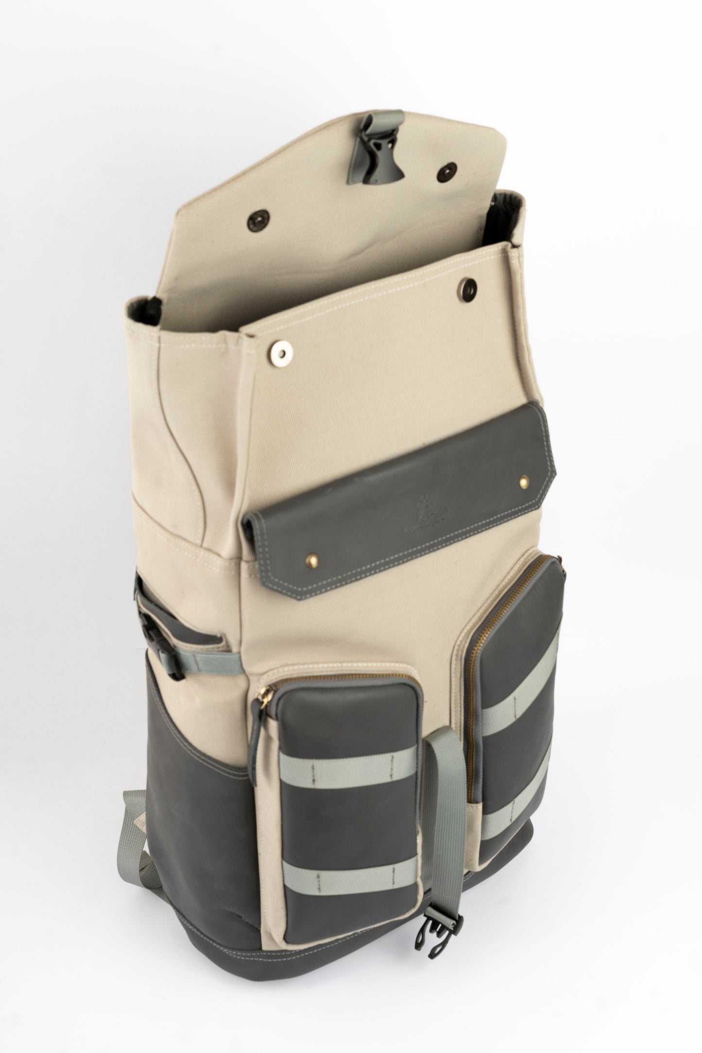 Captain Rabeh Waxed Canvas Travel Backpack - Biege