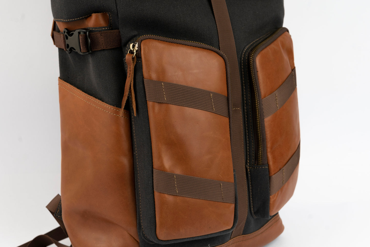 Captain Rabeh Waxed Canvas Travel Backpack - Havana Black