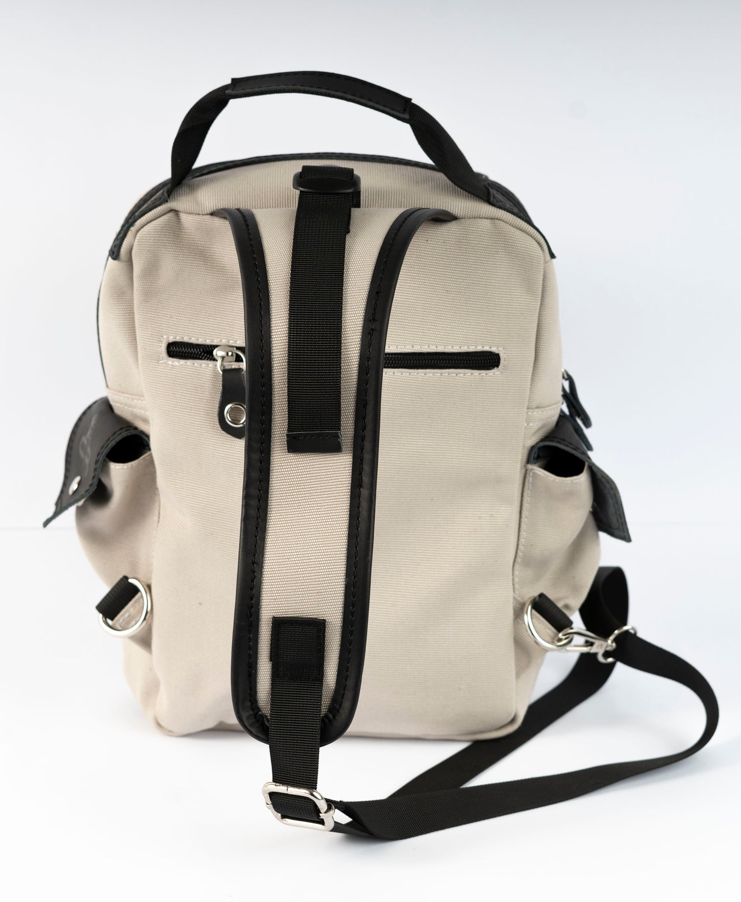 Vintage Canvas Men's Crossbody Sling Backpack ''100% Cotton canvas & Cow leather'' – Biege