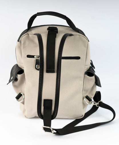 Vintage Canvas Men's Crossbody Sling Backpack ''100% Cotton canvas & Cow leather'' – Biege