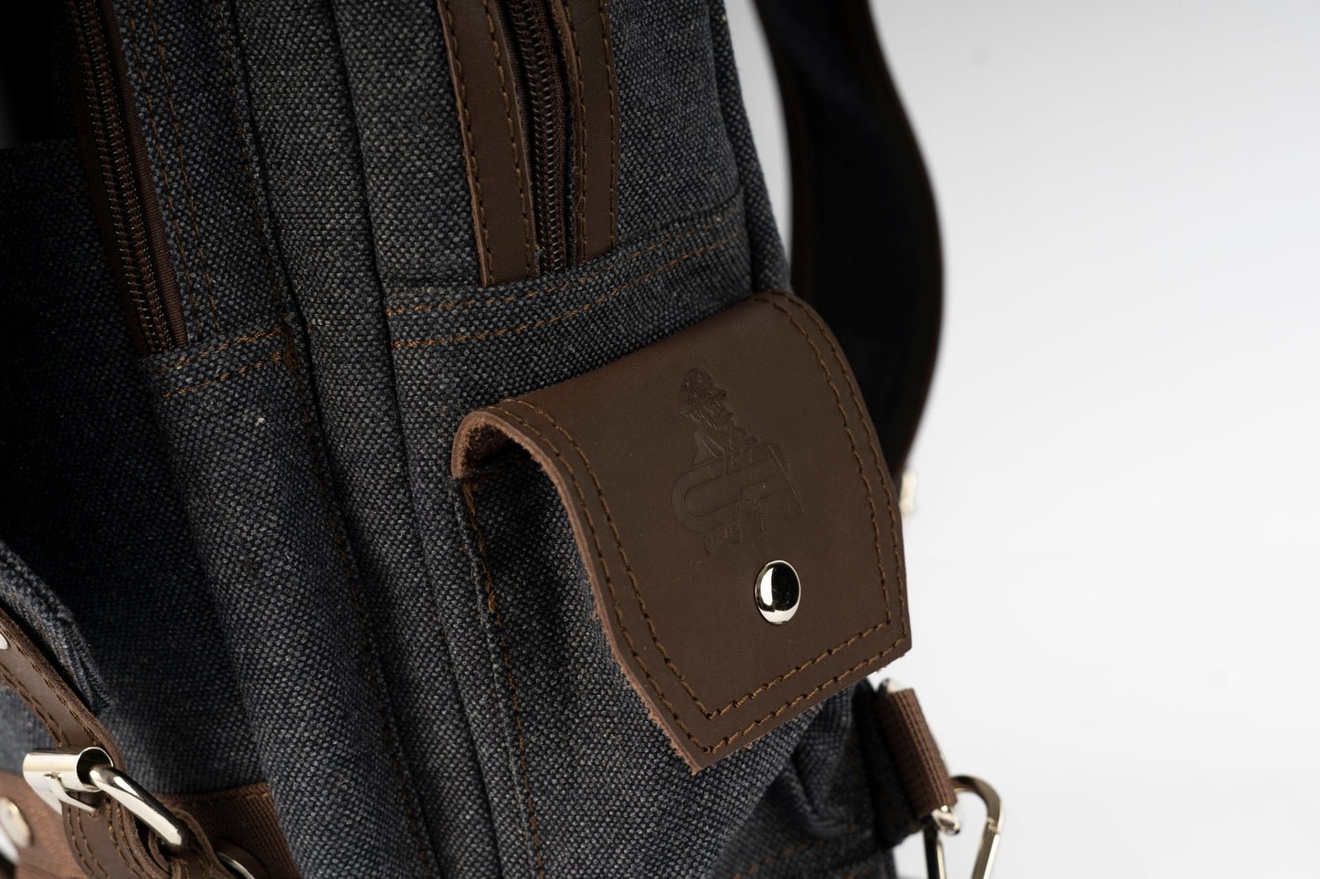 Vintage Canvas Men's Crossbody Sling Backpack ''100% Cotton canvas & Cow leather'' – Black