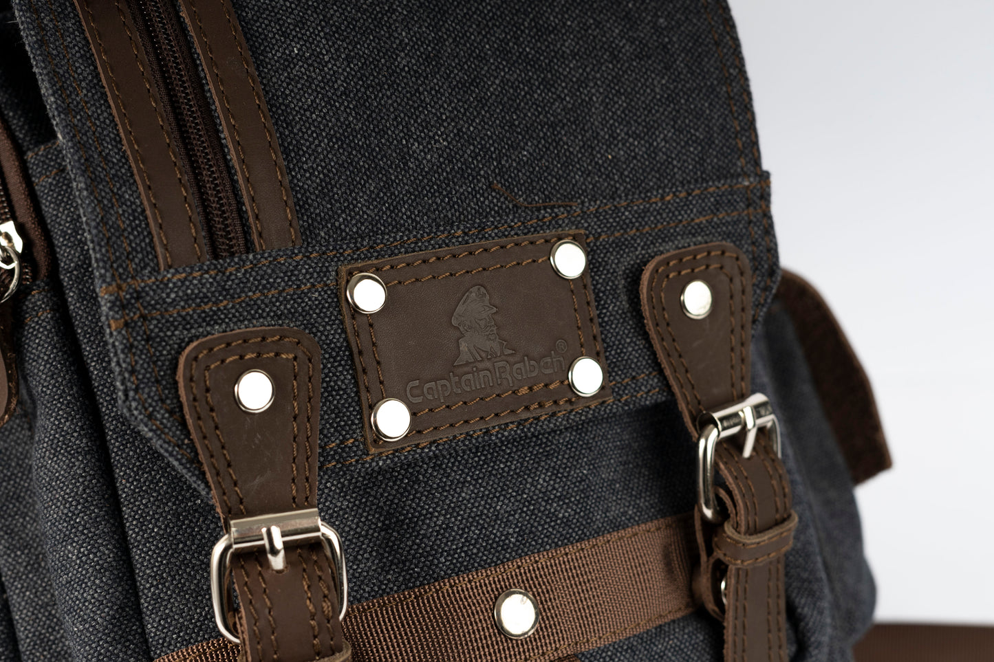 Vintage Canvas Men's Crossbody Sling Backpack ''100% Cotton canvas & Cow leather'' – Black