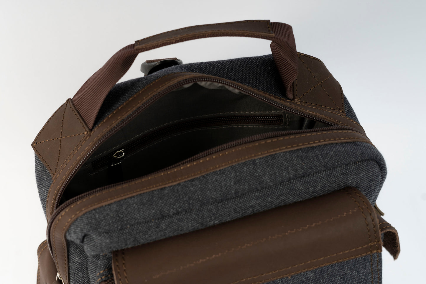 Vintage Canvas Men's Crossbody Sling Backpack ''100% Cotton canvas & Cow leather'' – Black