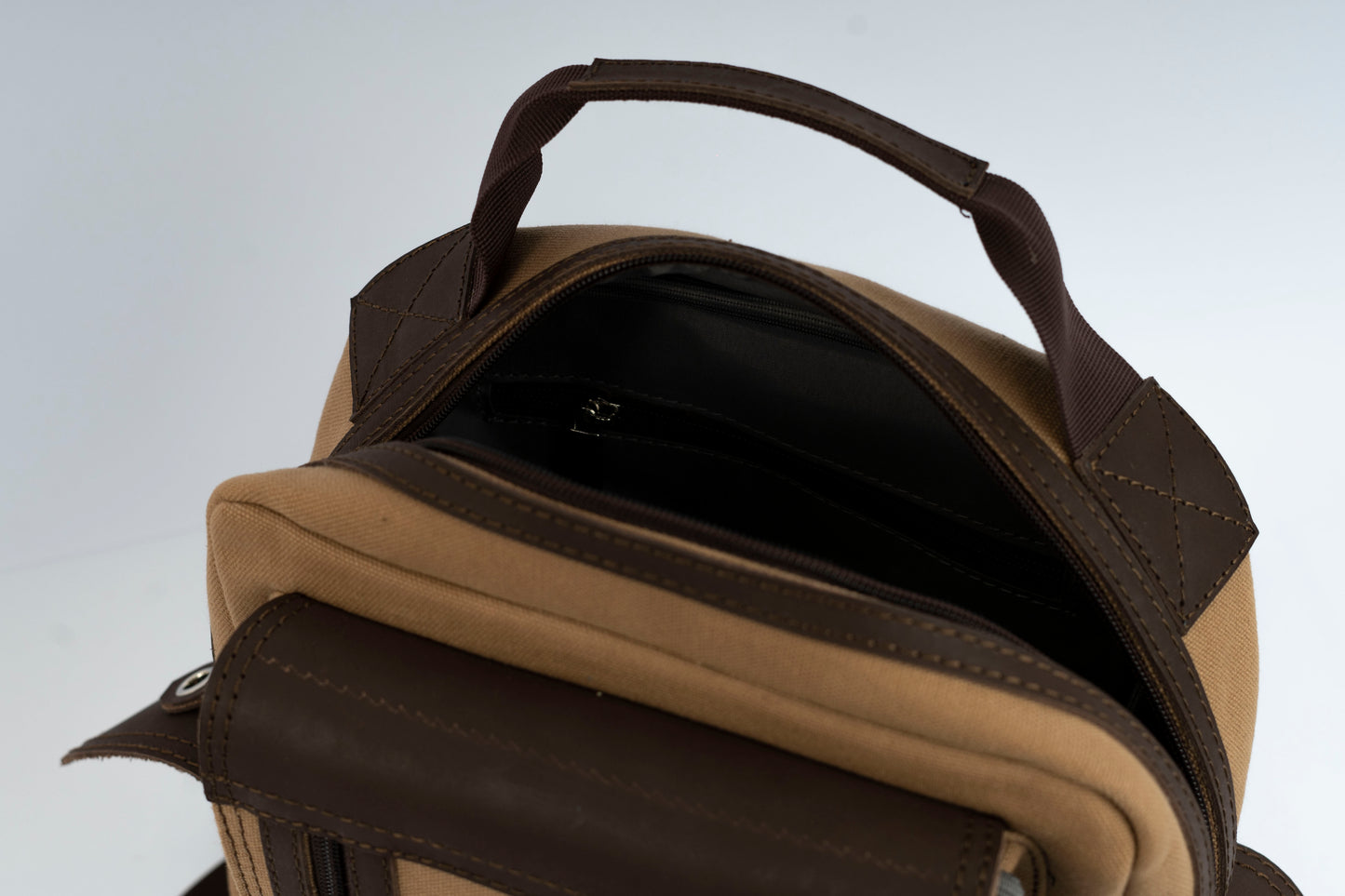 Vintage Canvas Men's Crossbody Sling Backpack ''100% Cotton canvas & Cow leather'' – Tan