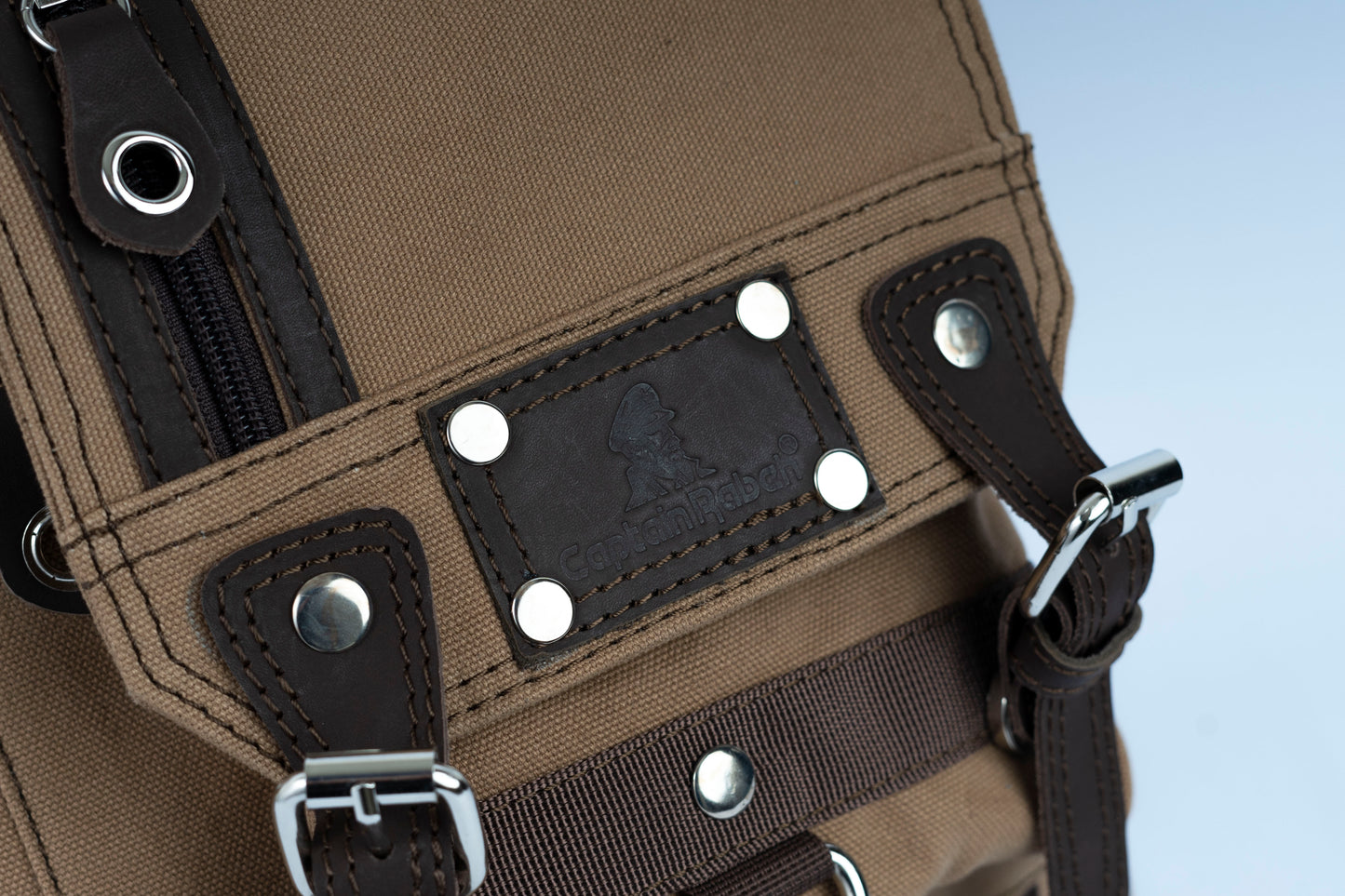Vintage Canvas Men's Crossbody Sling Backpack ''100% Cotton canvas & Cow leather'' – Tan