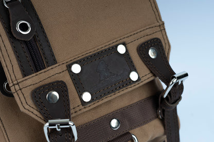 Vintage Canvas Men's Crossbody Sling Backpack ''100% Cotton canvas & Cow leather'' – Tan