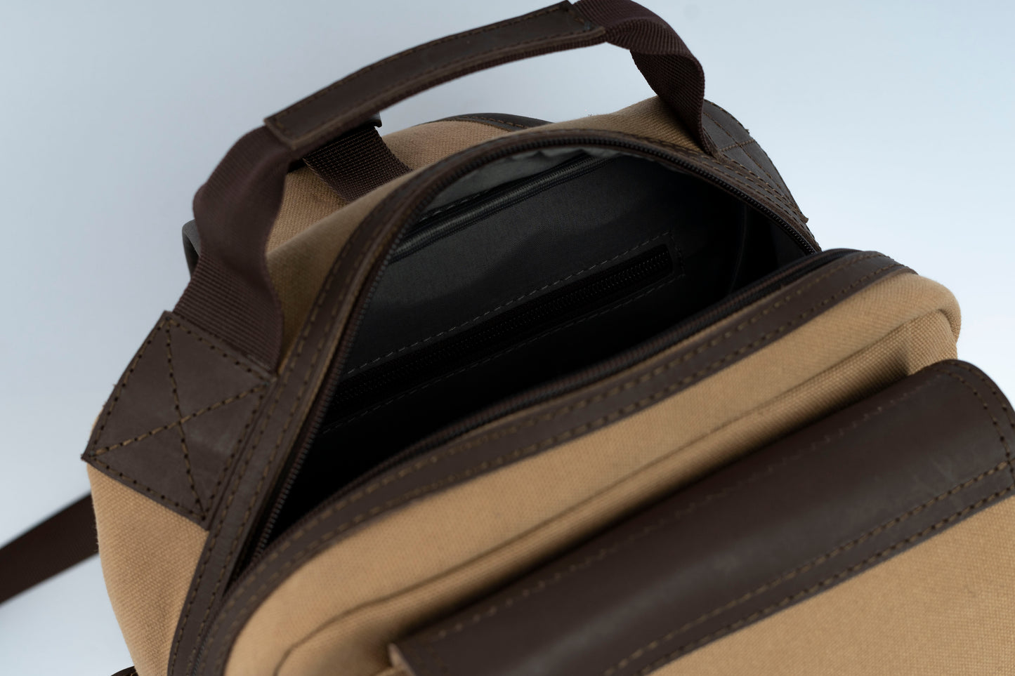 Vintage Canvas Men's Crossbody Sling Backpack ''100% Cotton canvas & Cow leather'' – Tan