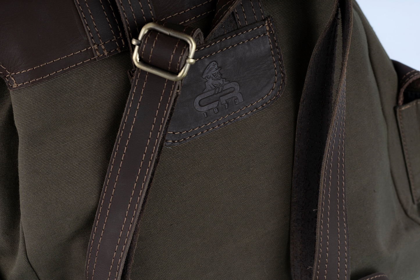 Vintage Dual-Pocket Explorer Backpack ''100% Cotton canvas & Cow leather'' – Brown