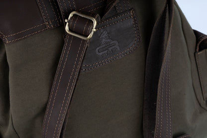 Vintage Dual-Pocket Explorer Backpack ''100% Cotton canvas & Cow leather'' – Brown