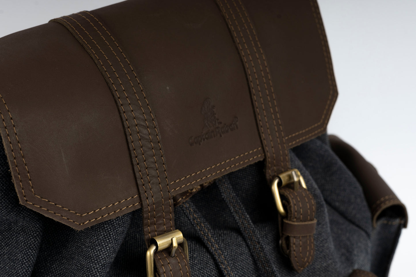 Vintage Dual-Pocket Explorer Backpack ''100% Cotton canvas & Cow leather'' – Gray