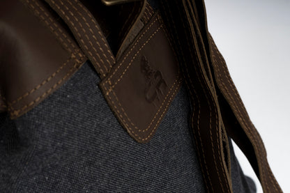 Vintage Dual-Pocket Explorer Backpack ''100% Cotton canvas & Cow leather'' – Gray