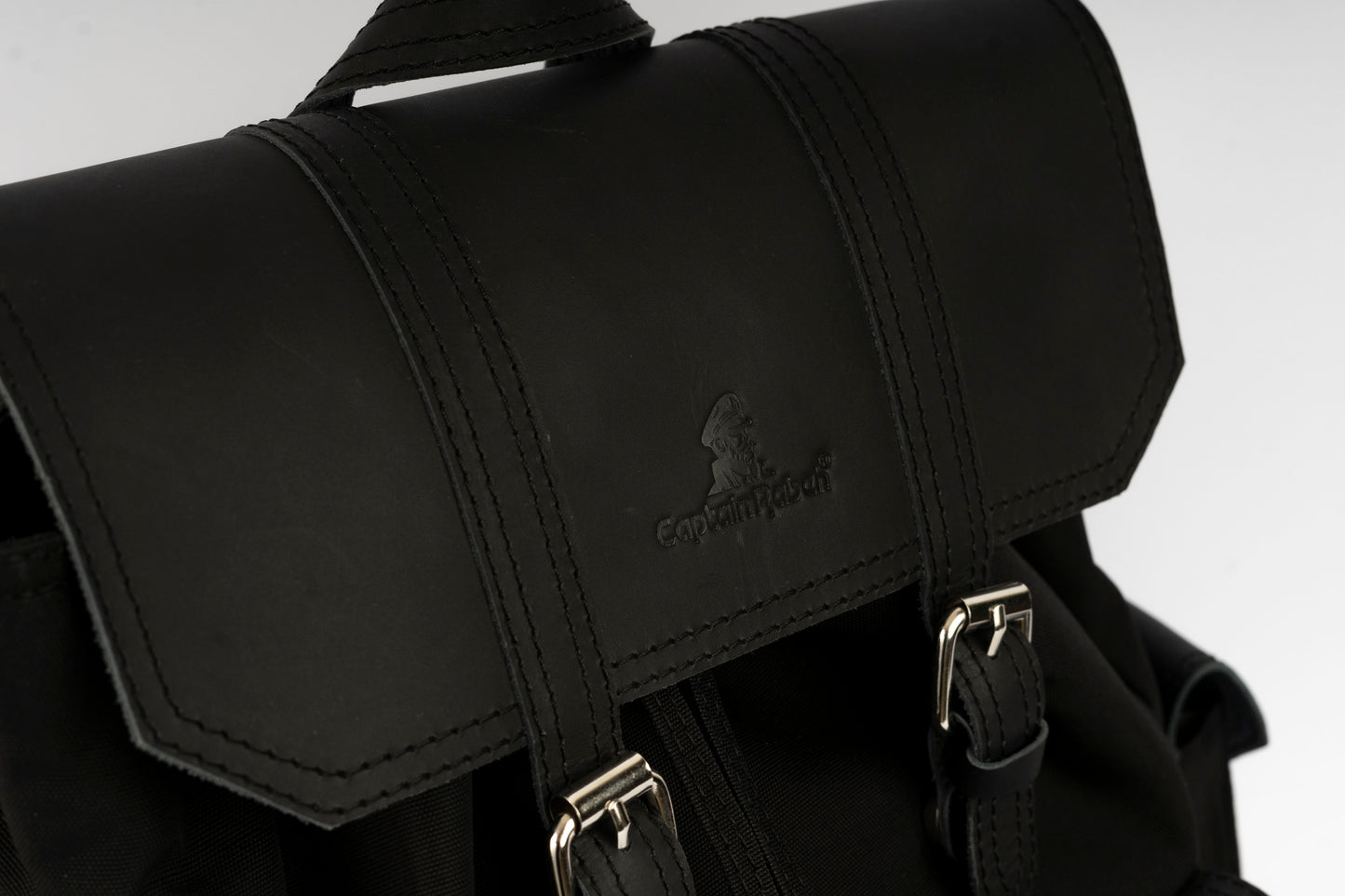 Vintage Dual-Pocket Explorer Backpack ''100% Cotton canvas & Cow leather'' – Black
