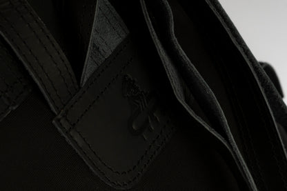 Vintage Dual-Pocket Explorer Backpack ''100% Cotton canvas & Cow leather'' – Black