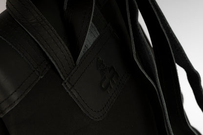 Vintage Dual-Pocket Explorer Backpack ''100% Cotton canvas & Cow leather'' – Black