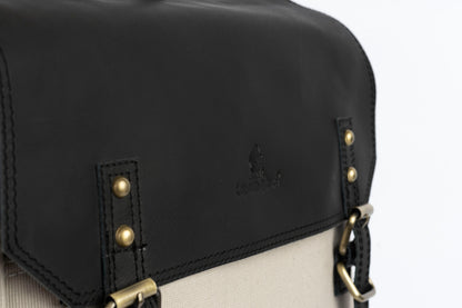 Daily Vintage Backpack ''100% Cotton canvas & Cow leather'' – Biege