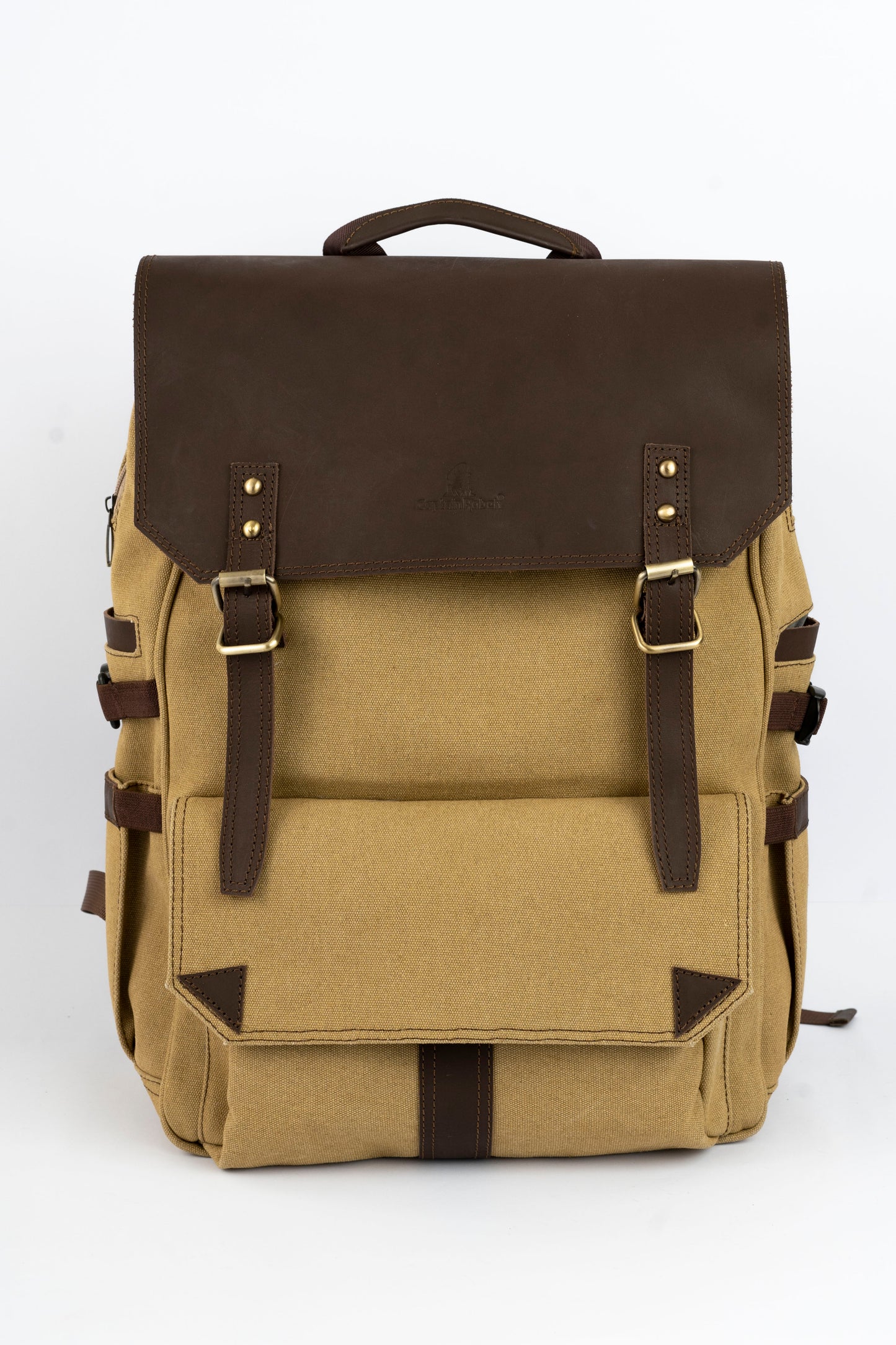 Daily Vintage Backpack ''100% Cotton canvas & Cow leather'' – Tan
