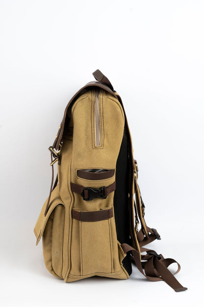 Daily Vintage Backpack ''100% Cotton canvas & Cow leather'' – Tan