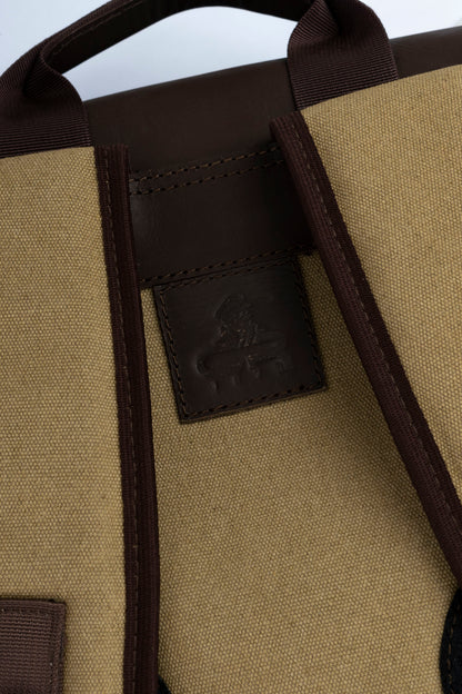 Daily Vintage Backpack ''100% Cotton canvas & Cow leather'' – Tan