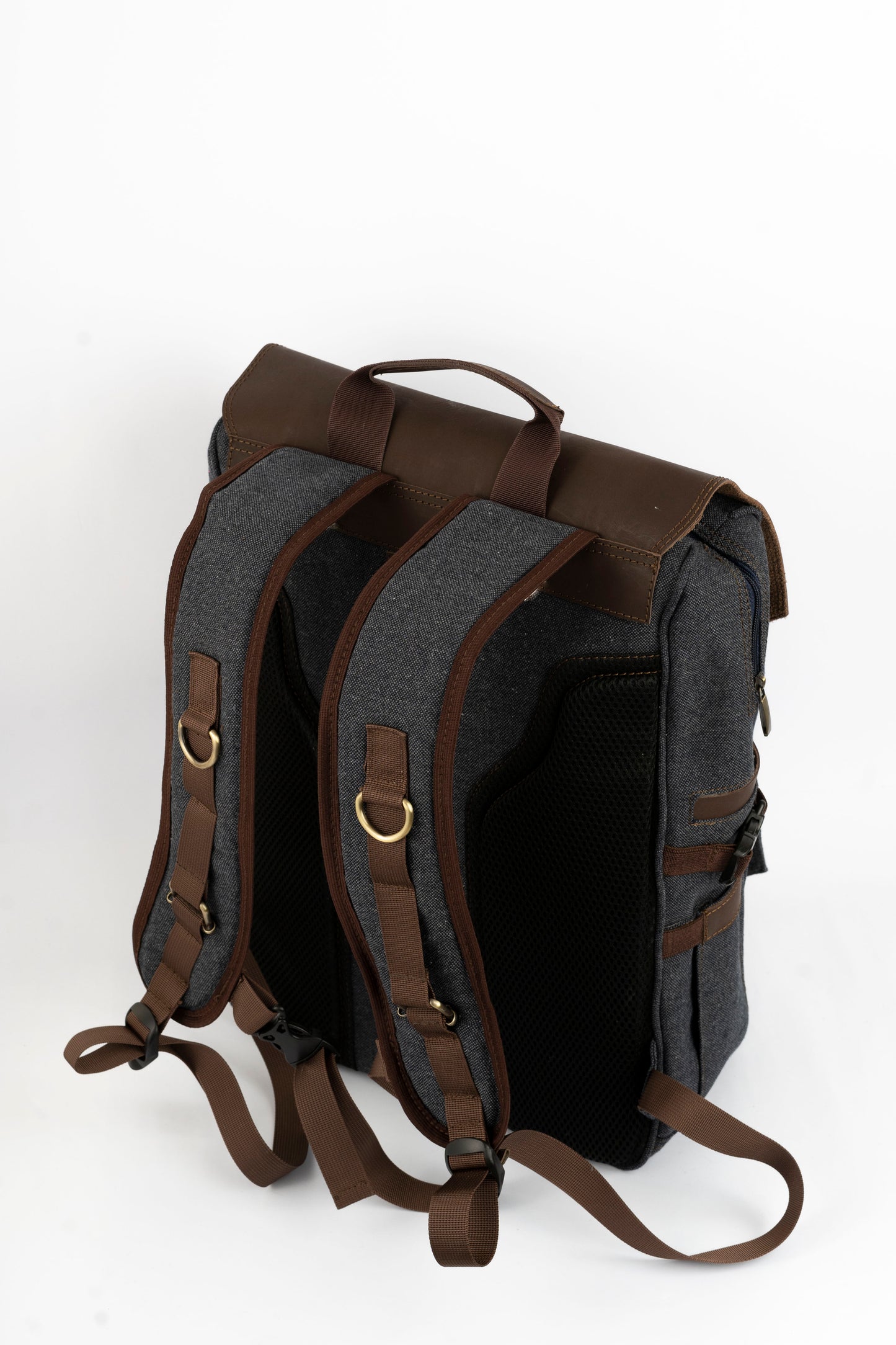 Daily Vintage Backpack ''100% Cotton canvas & Cow leather'' – Gray