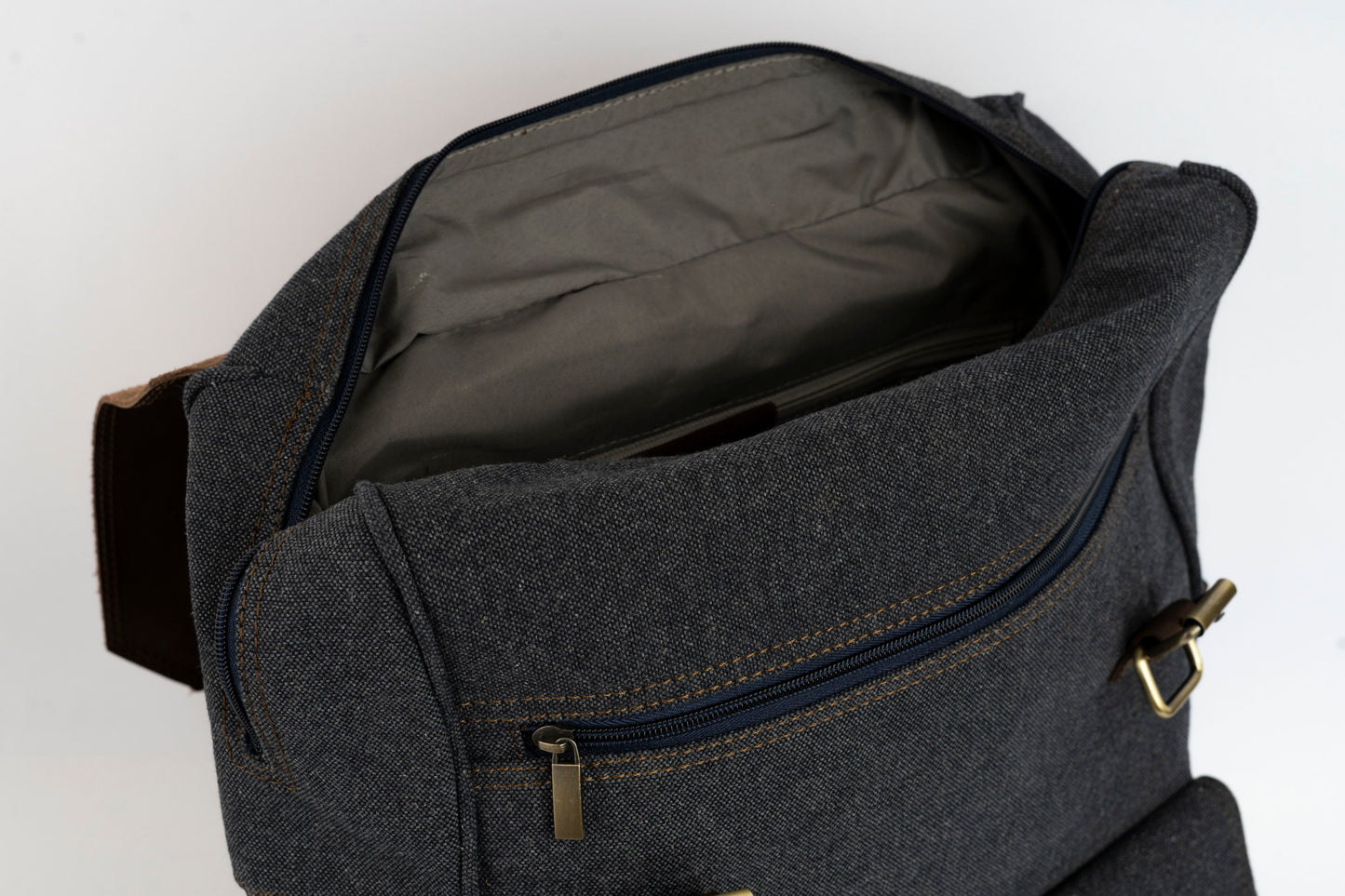 Daily Vintage Backpack ''100% Cotton canvas & Cow leather'' – Gray