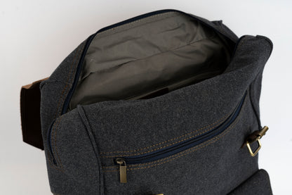 Daily Vintage Backpack ''100% Cotton canvas & Cow leather'' – Gray
