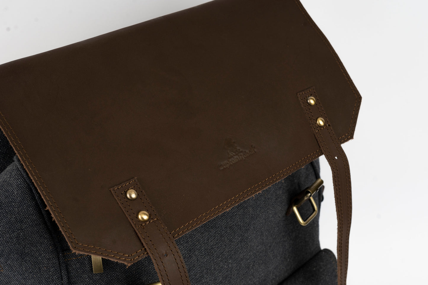 Daily Vintage Backpack ''100% Cotton canvas & Cow leather'' – Gray