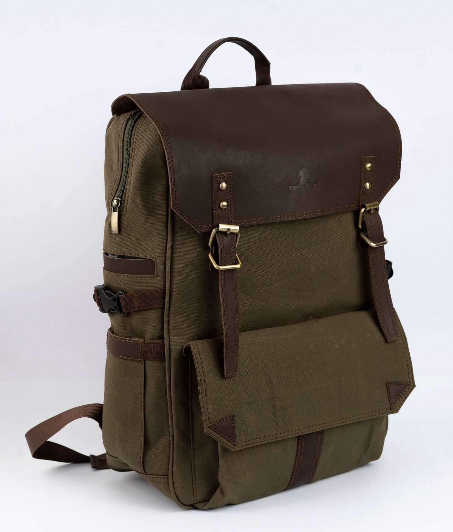 Daily Vintage Backpack ''100% Cotton canvas & Cow leather'' – Canvas Brown
