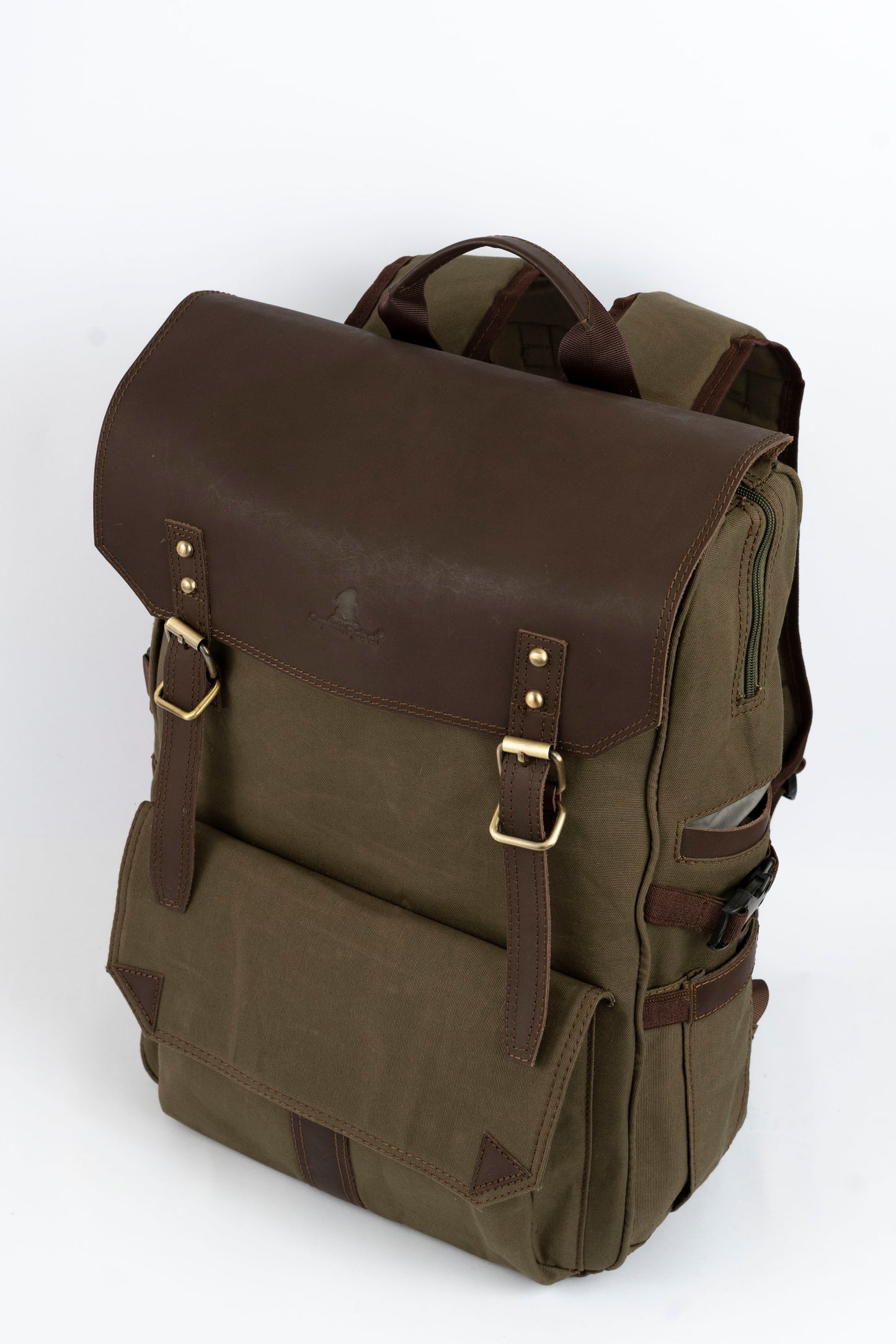 Daily Vintage Backpack ''100% Cotton canvas & Cow leather'' – Canvas Brown