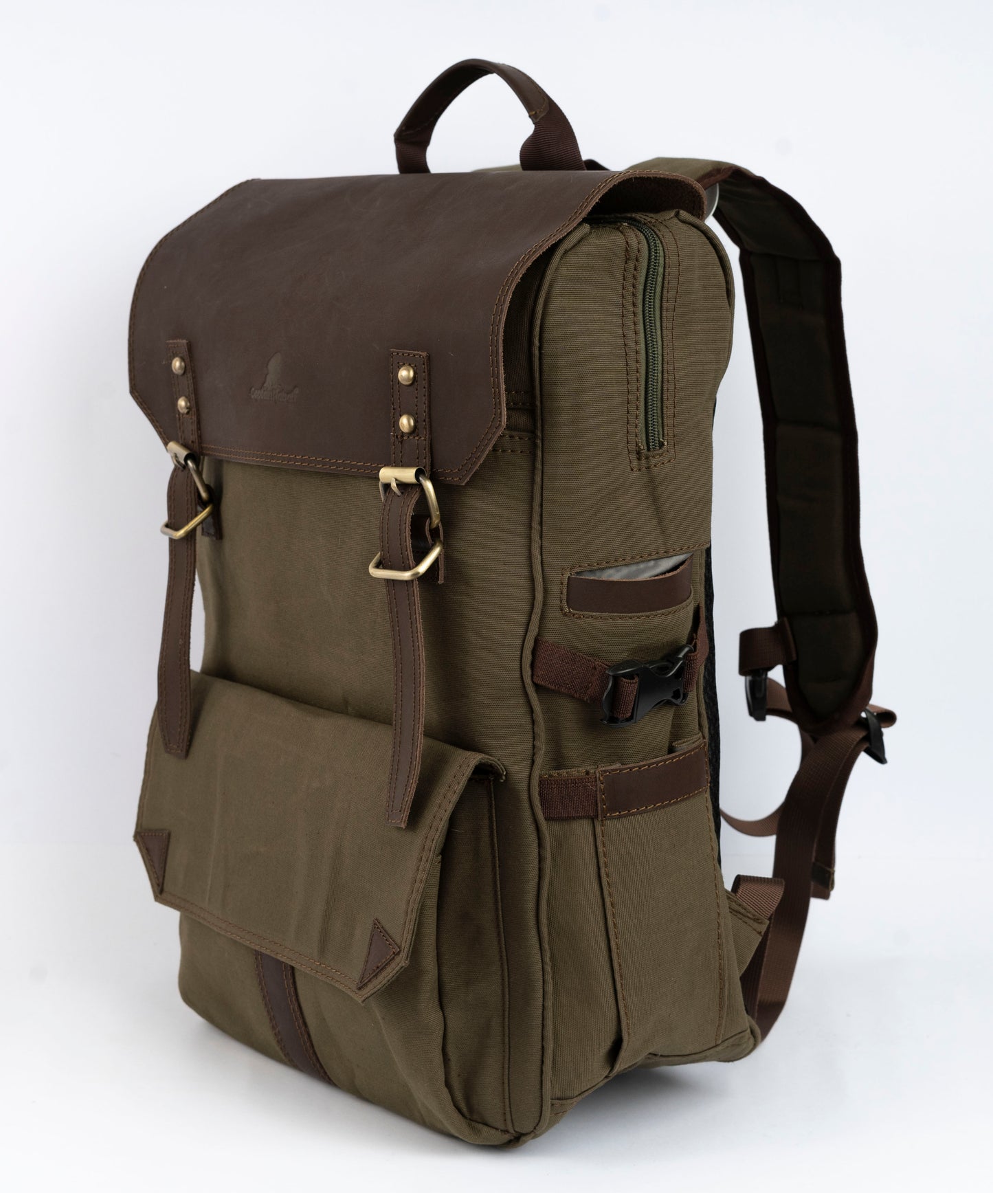 Daily Vintage Backpack ''100% Cotton canvas & Cow leather'' – Canvas Brown