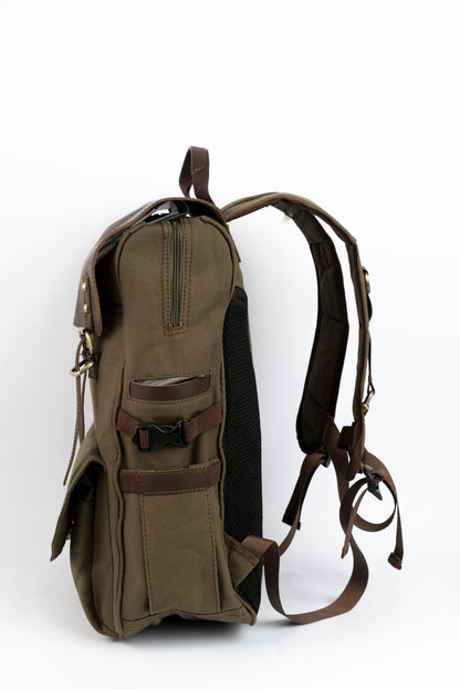 Daily Vintage Backpack ''100% Cotton canvas & Cow leather'' – Canvas Brown
