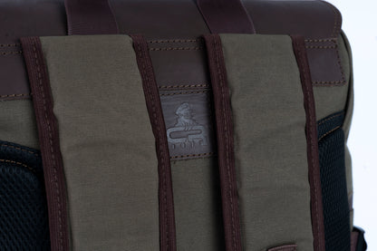 Daily Vintage Backpack ''100% Cotton canvas & Cow leather'' – Canvas Brown