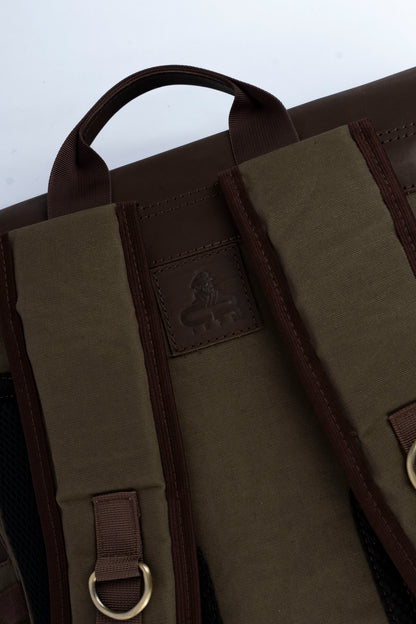 Daily Vintage Backpack ''100% Cotton canvas & Cow leather'' – Canvas Brown