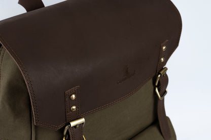 Daily Vintage Backpack ''100% Cotton canvas & Cow leather'' – Canvas Brown