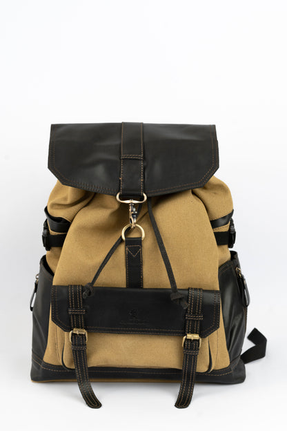 Captain Rabeh hook Backpack ''100% Cotton canvas & Cow leather''- Tan