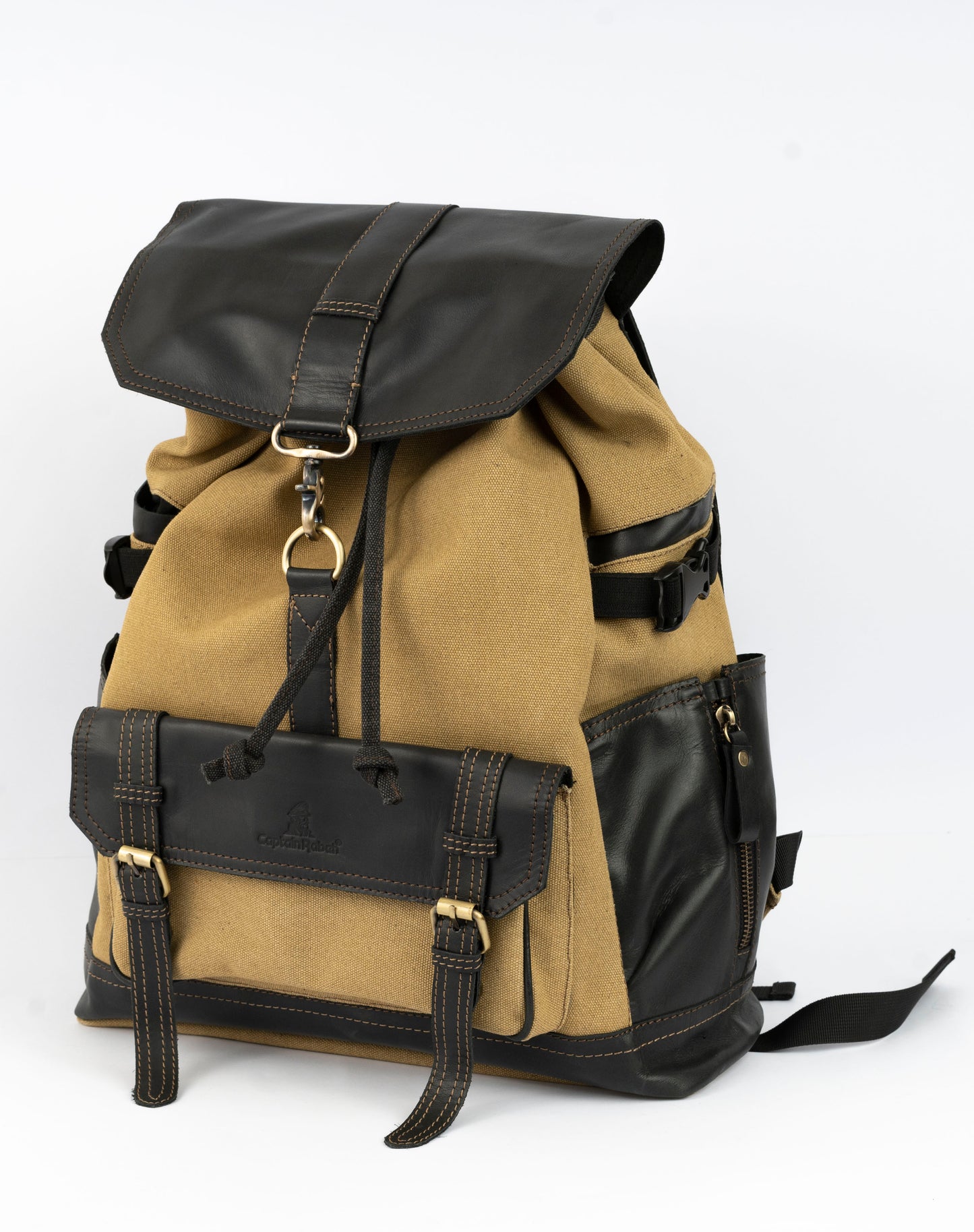 Captain Rabeh hook Backpack ''100% Cotton canvas & Cow leather''- Tan