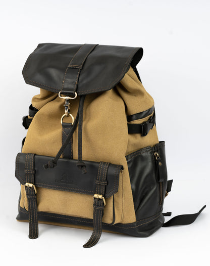 Captain Rabeh hook Backpack ''100% Cotton canvas & Cow leather''- Tan