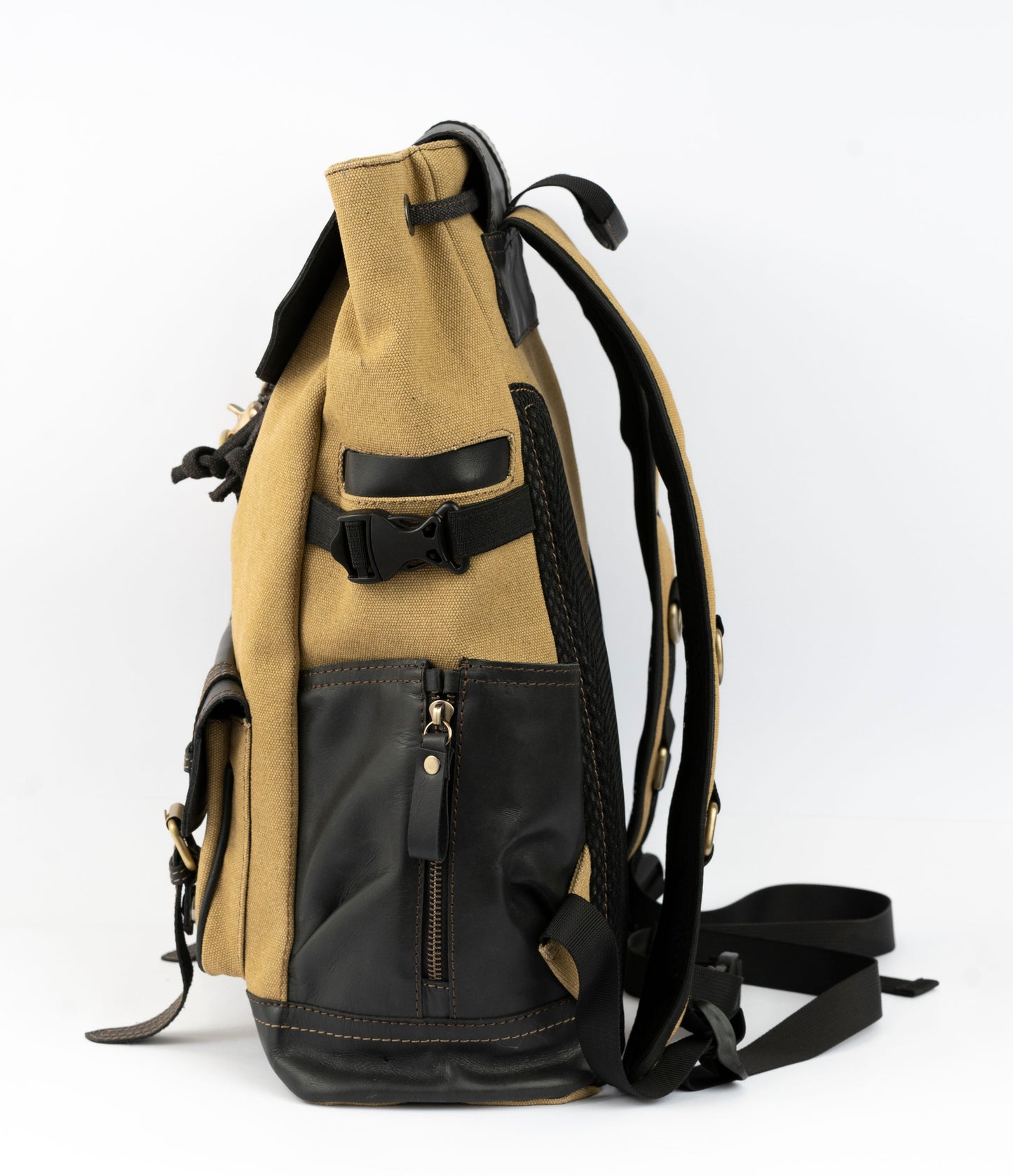 Captain Rabeh hook Backpack ''100% Cotton canvas & Cow leather''- Tan