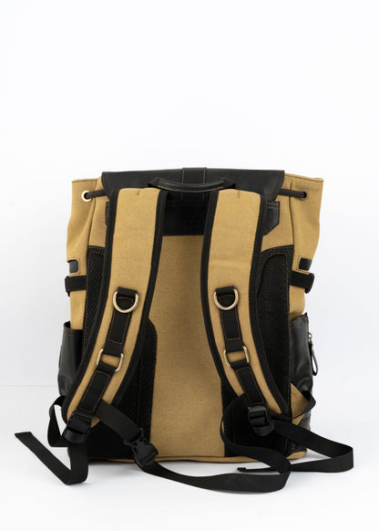 Captain Rabeh hook Backpack ''100% Cotton canvas & Cow leather''- Tan