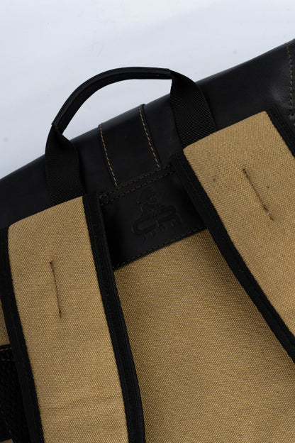 Captain Rabeh hook Backpack ''100% Cotton canvas & Cow leather''- Tan