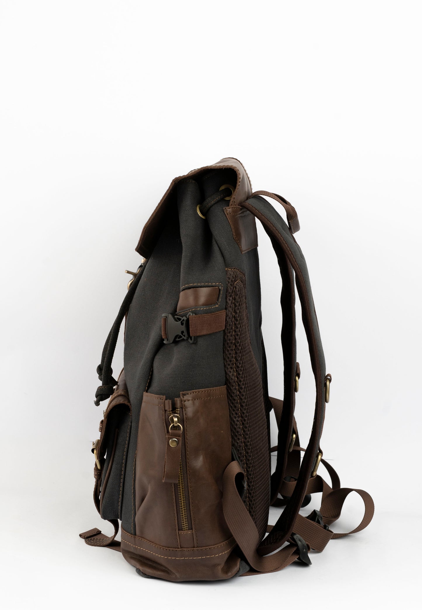 Captain Rabeh hook Backpack ''100% Cotton canvas & Cow leather''- Black