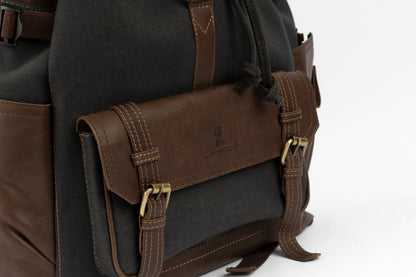 Captain Rabeh hook Backpack ''100% Cotton canvas & Cow leather''- Black