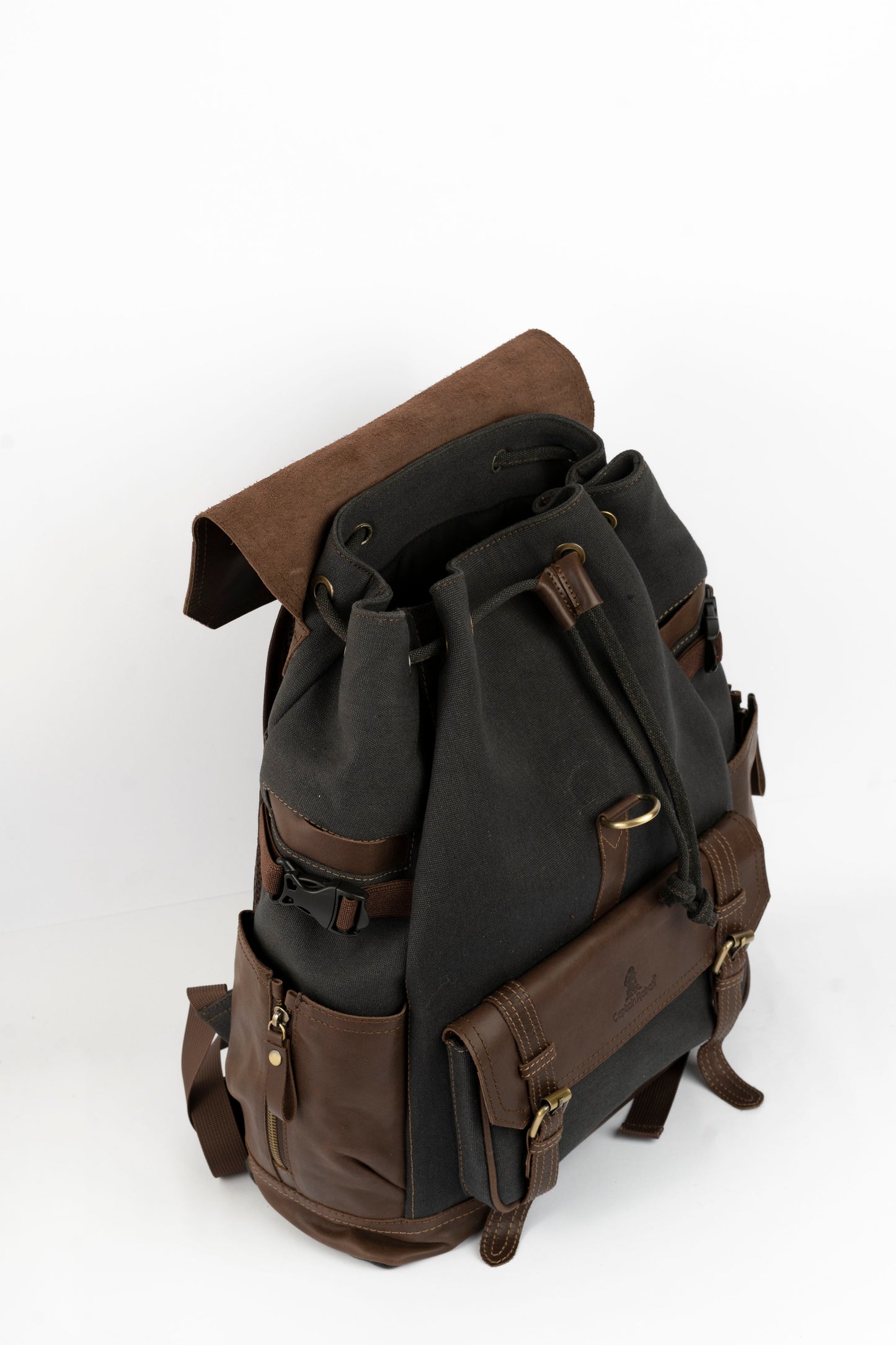 Captain Rabeh hook Backpack ''100% Cotton canvas & Cow leather''- Black