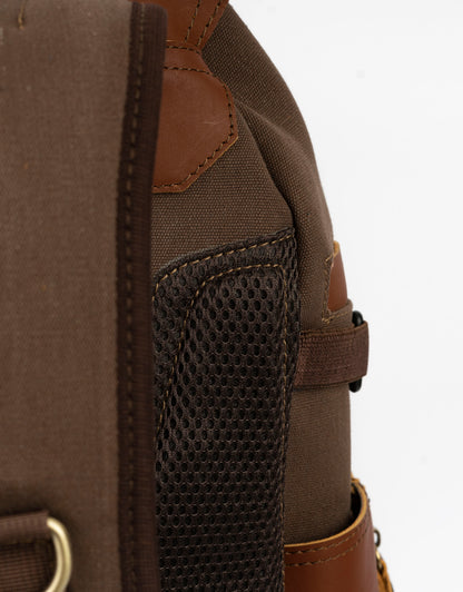 Captain Rabeh hook Backpack ''100% Cotton canvas & Cow leather''- Red Brown