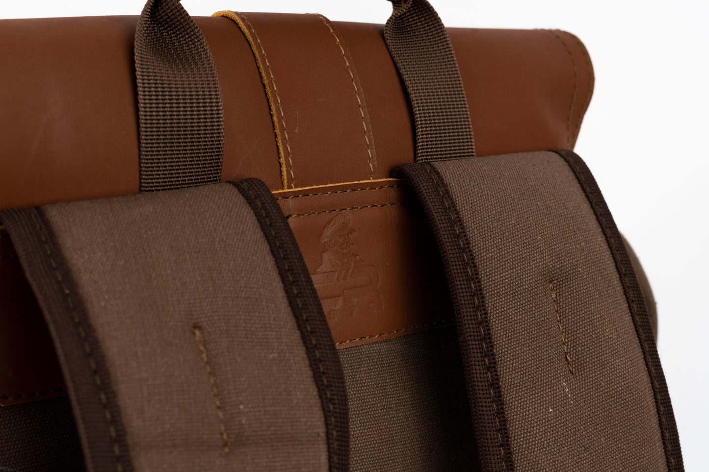 Captain Rabeh hook Backpack ''100% Cotton canvas & Cow leather''- Red Brown