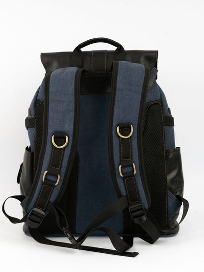 Captain Rabeh hook Backpack ''100% Cotton canvas & Cow leather''-Navy