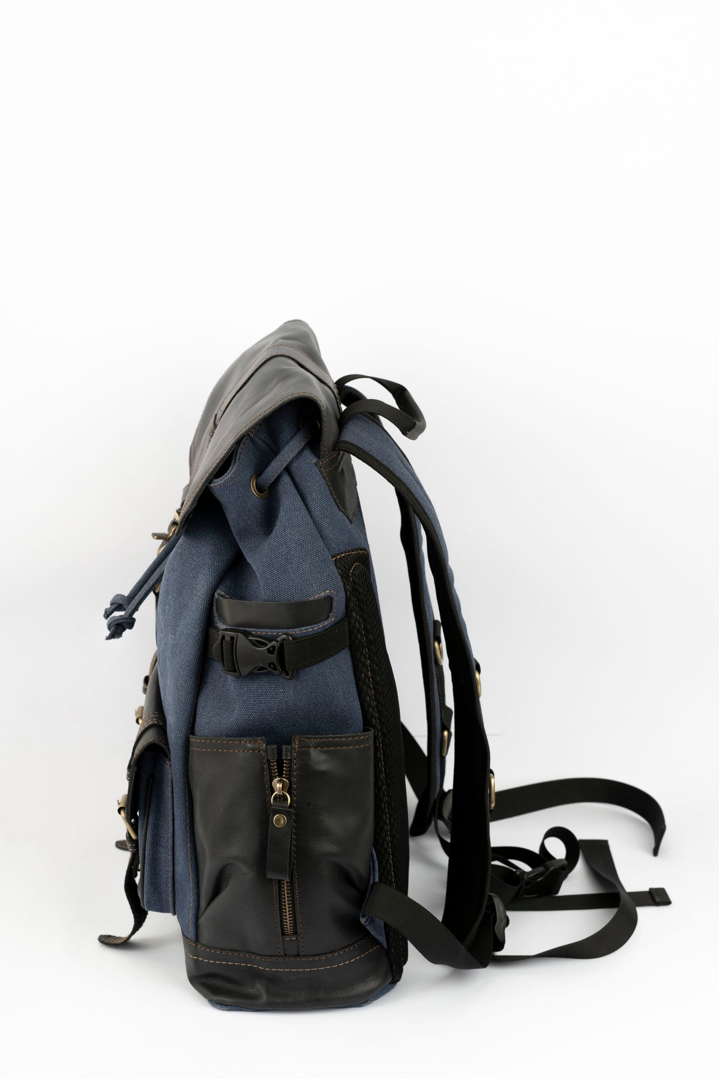 Captain Rabeh hook Backpack ''100% Cotton canvas & Cow leather''-Navy