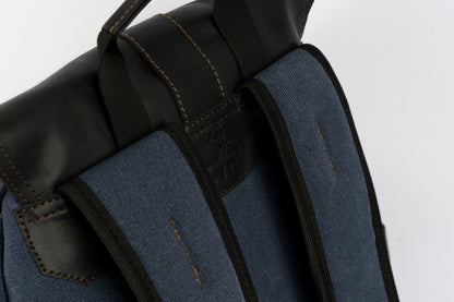 Captain Rabeh hook Backpack ''100% Cotton canvas & Cow leather''-Navy